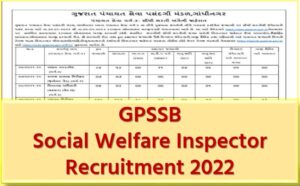 GPSSB Social Welfare Inspector Recruitment