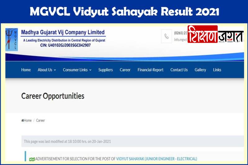 MGVCL Vidyut Sahayak Result 2021