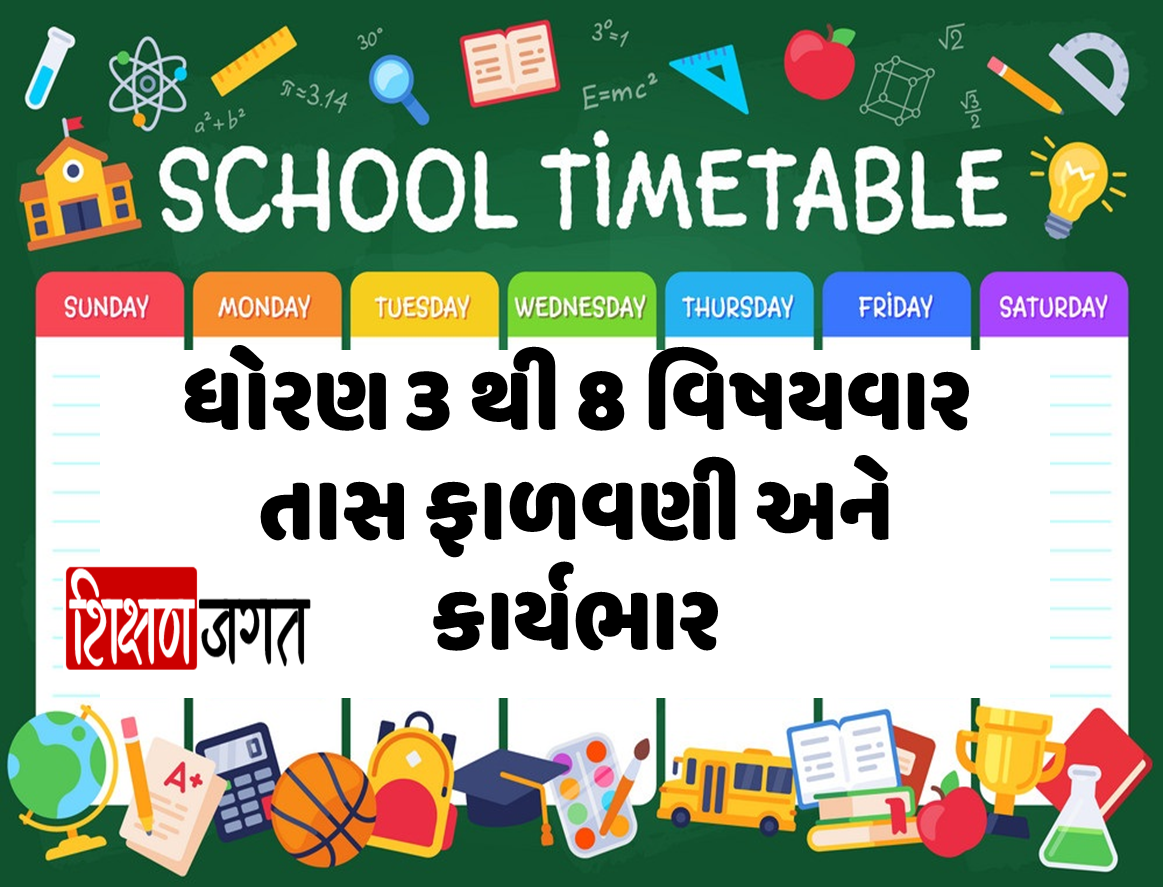 STD 3 to 8 Tas Falavani Time Table