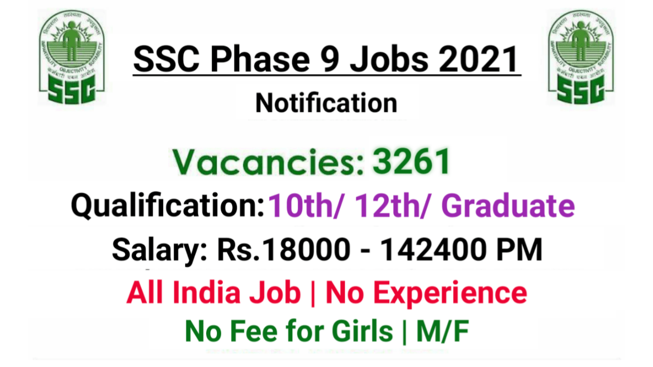 SSC Selection Posts Phase IX 2021