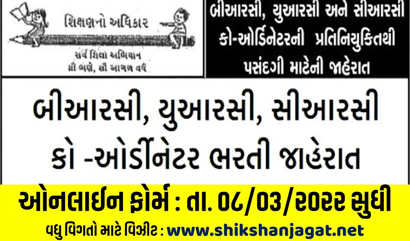 SSA Gujarat BRC URC CRC Recruitment