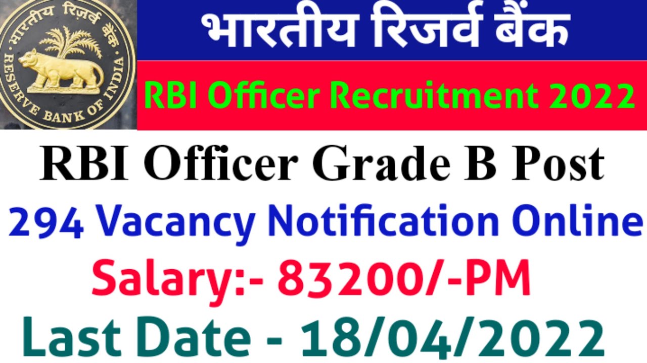 RBI Grade B Recruitment 2022