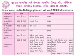 GSEB Exam Time Table 2023